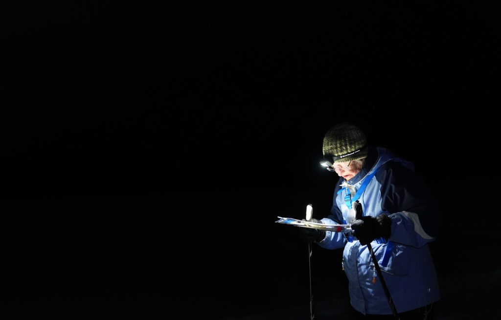 An athlete competing in athletic event sports with helmet