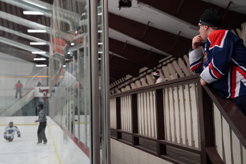 A group of athletes competing in athletic event sports