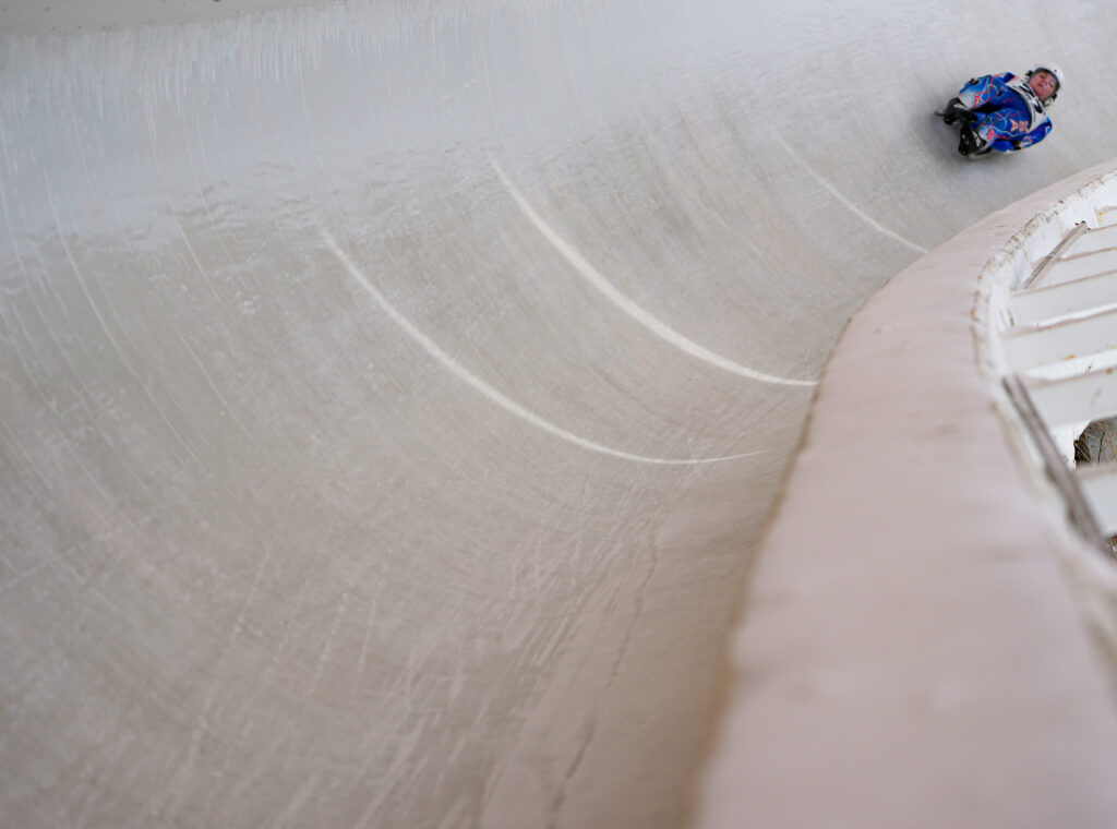 An athlete competing in athletic event sports