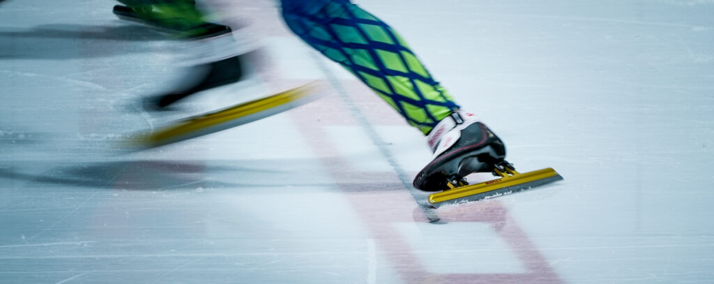 An athlete competing in athletic event sports