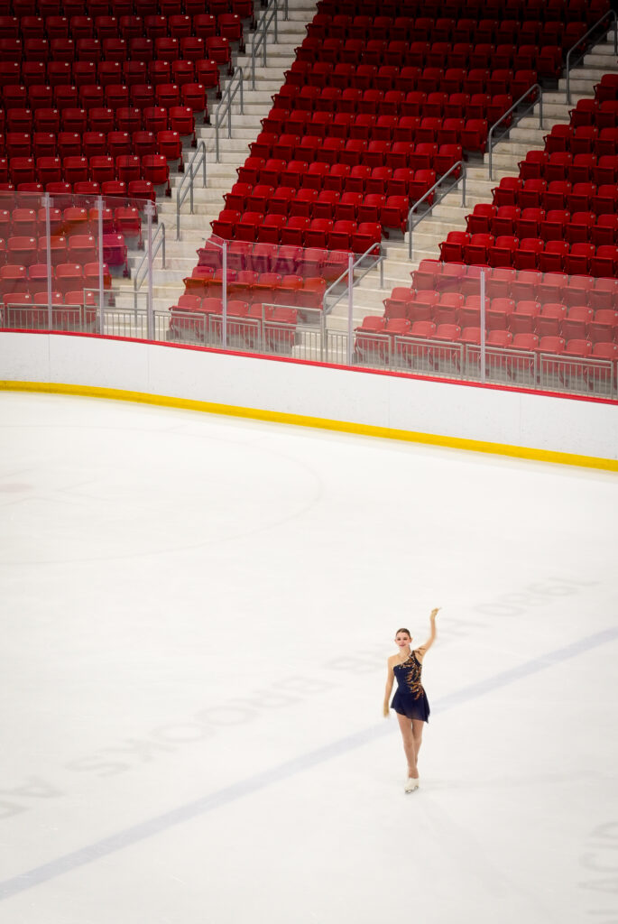 An athlete skating on the rink