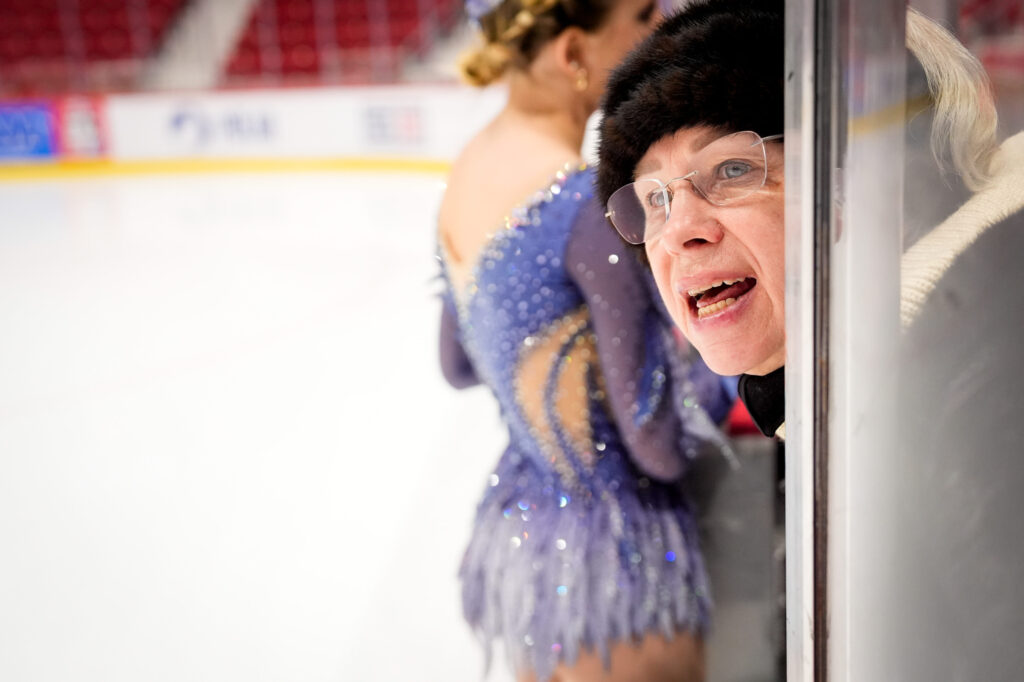 Two athletes competing in athletic event sports