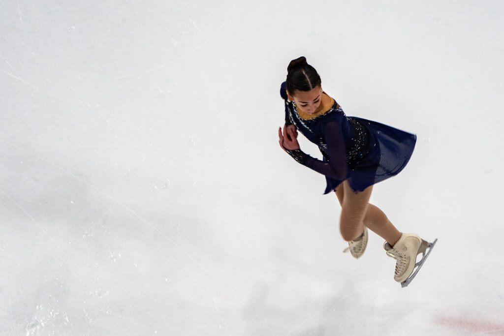 An athlete skating on the rink