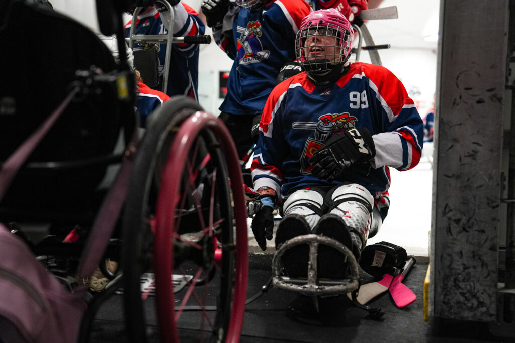 A group of athletes competing in athletic event sports with helmet