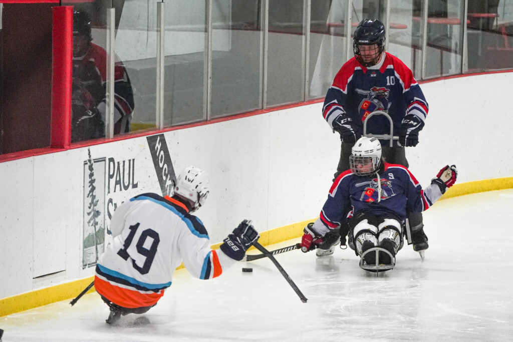 A group of athletes competing in athletic event sports with helmet