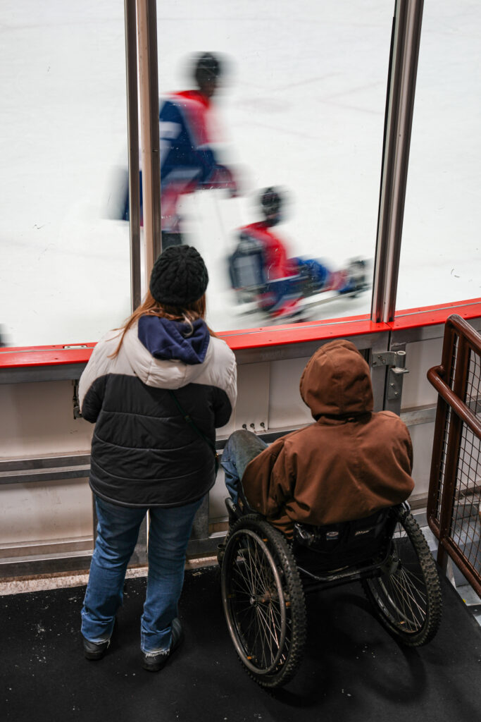A group of athletes competing in athletic event sports