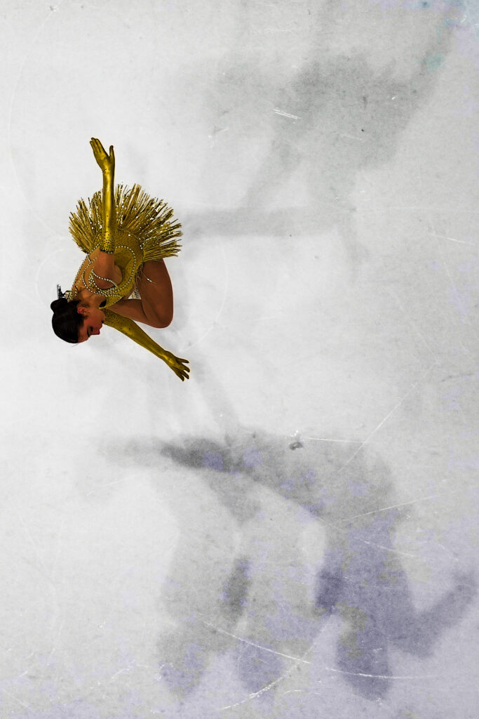 An athlete competing in athletic event sports