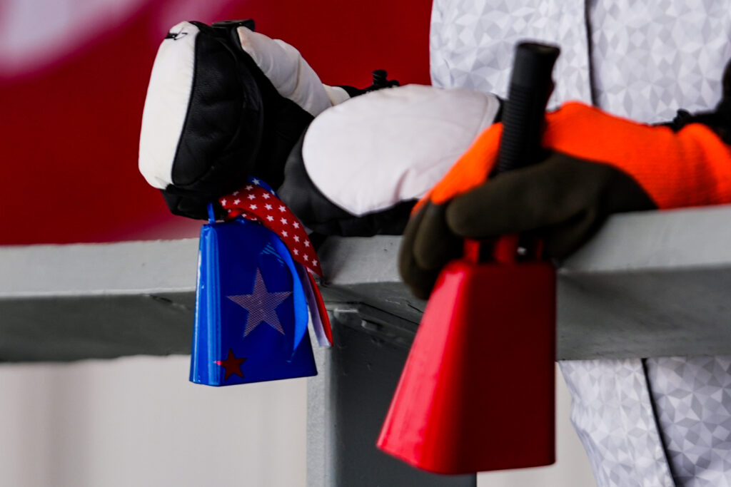 Two athletes competing in athletic event sports