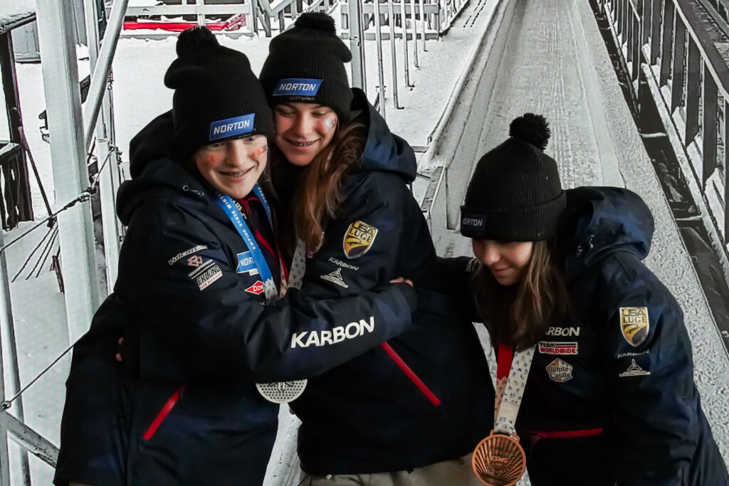 Two athletes competing in athletic event sports