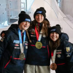 A group of athletes competing in athletic event sports