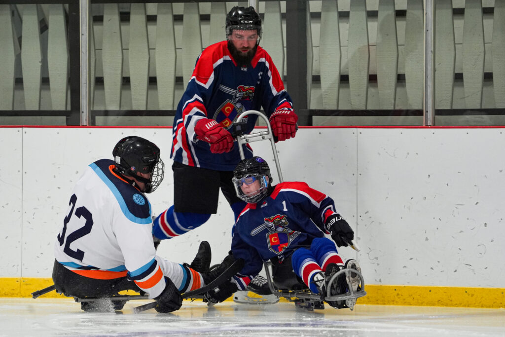 A group of athletes competing in athletic event sports with helmet