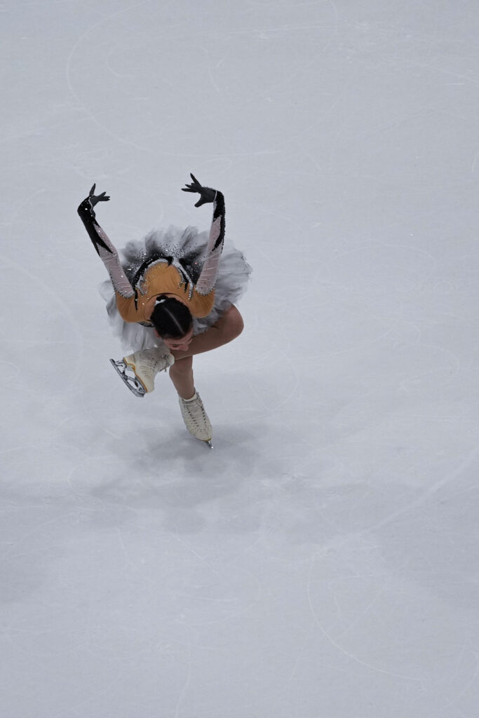 An athlete skating on the rink