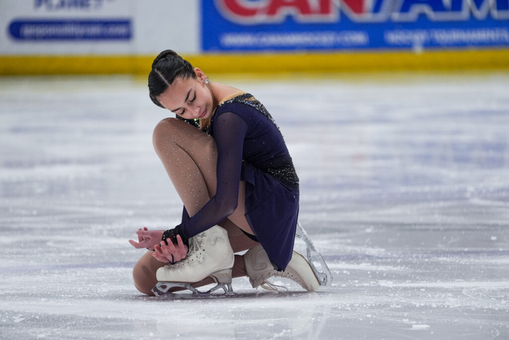 An athlete skating on the rink