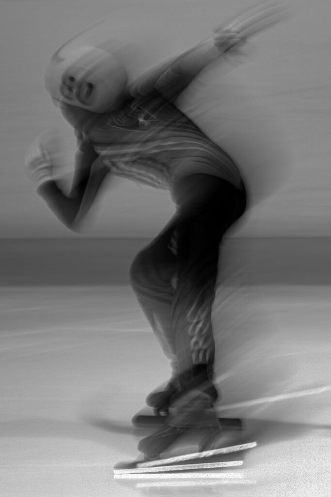 An athlete competing in athletic event sports with helmet