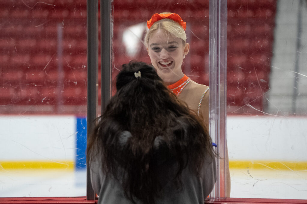 Two athletes competing in athletic event sports
