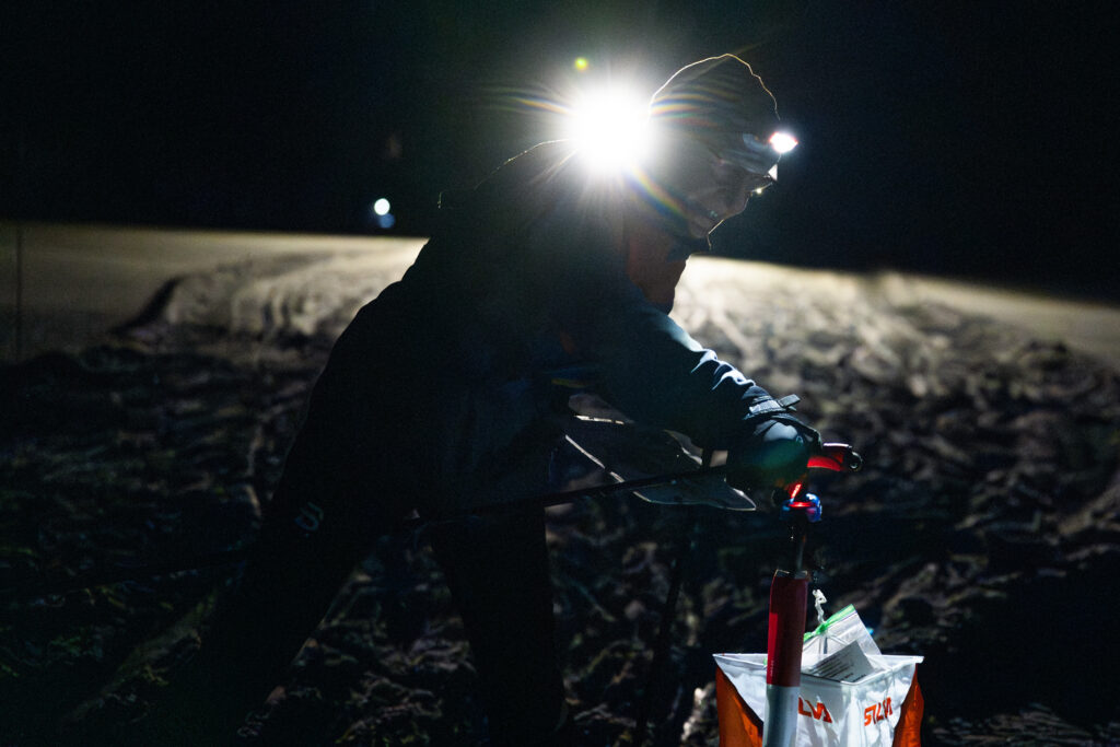 An athlete competing in athletic event sports