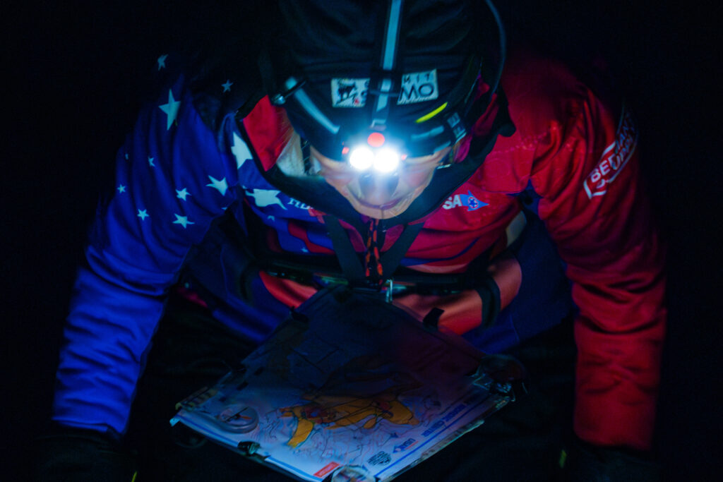 An athlete competing in athletic event sports