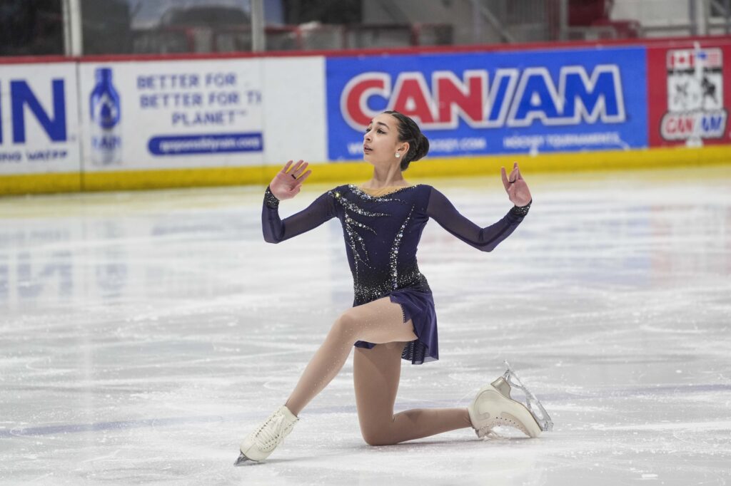 An athlete skating on the rink