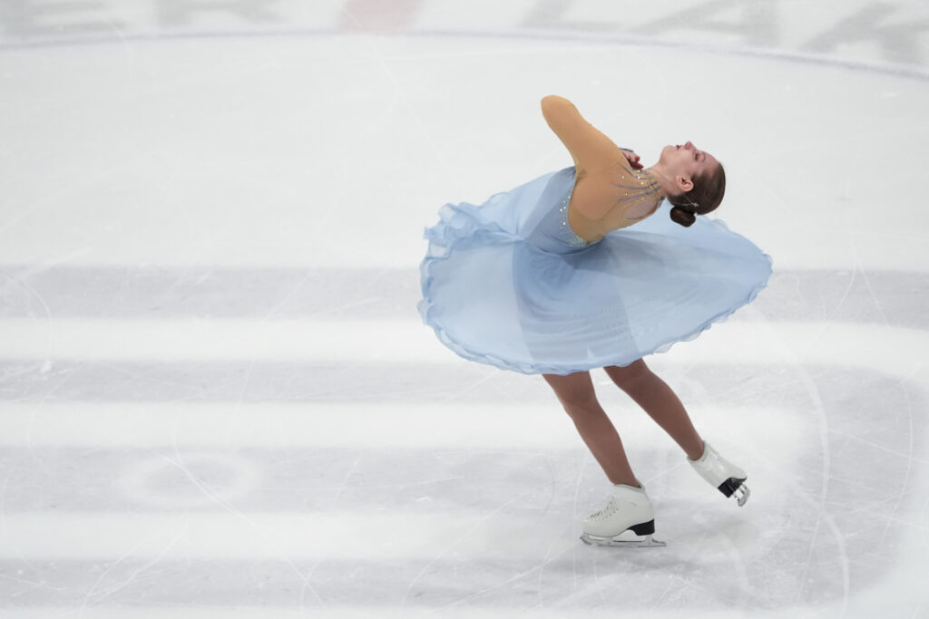 An athlete skating on the rink