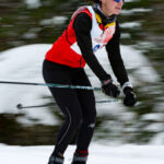 An athlete competing in athletic event sports in the snow