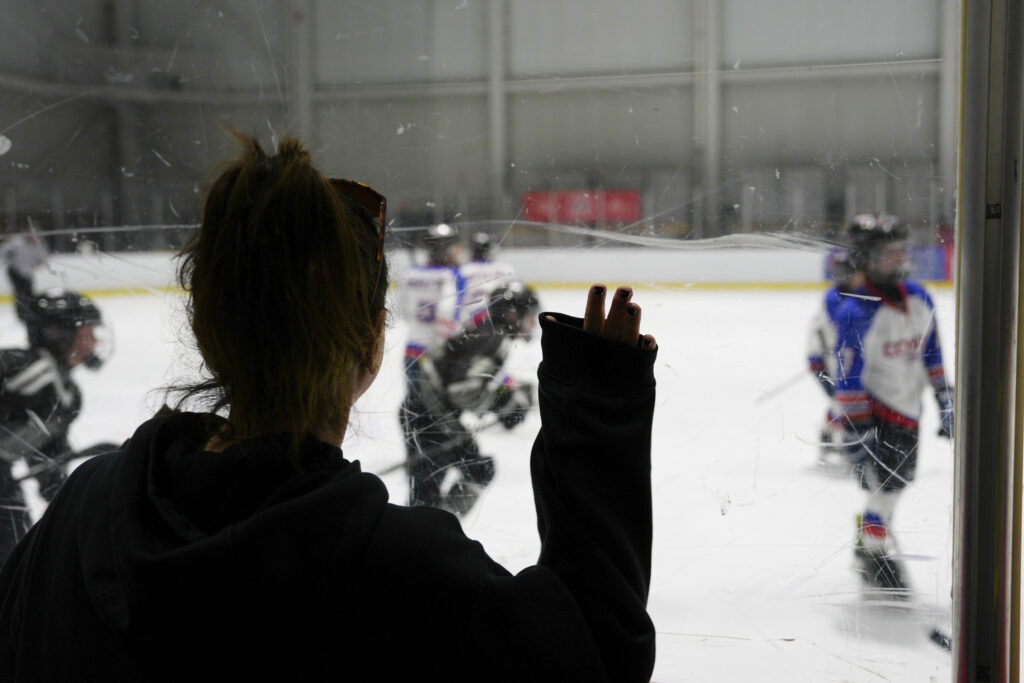 A group of athletes competing in athletic event sports with helmet