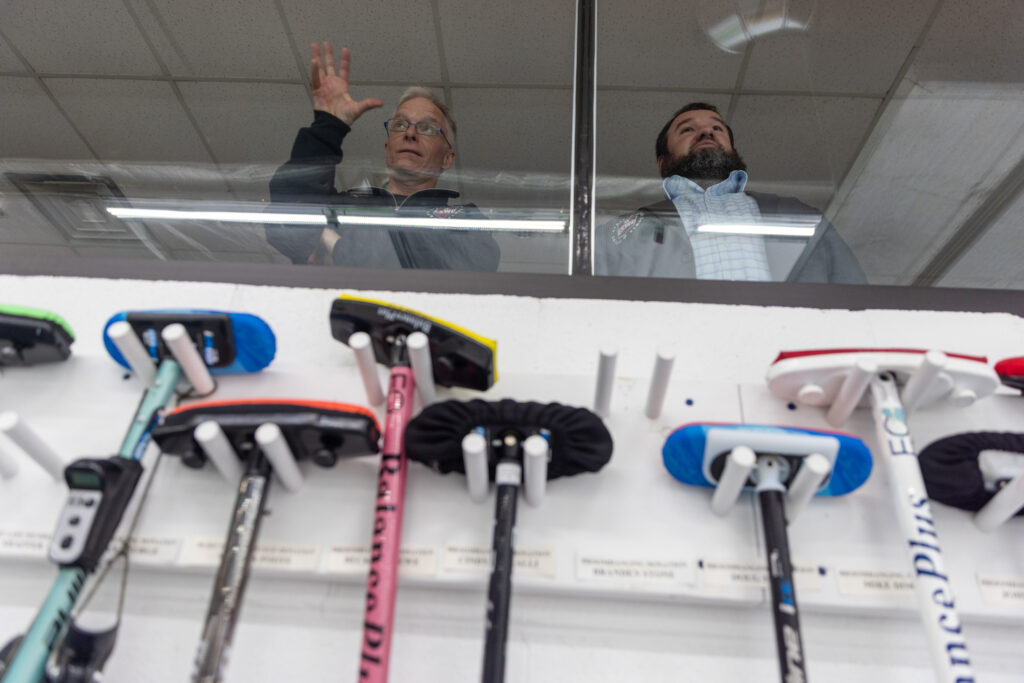 Two athletes competing in athletic event sports