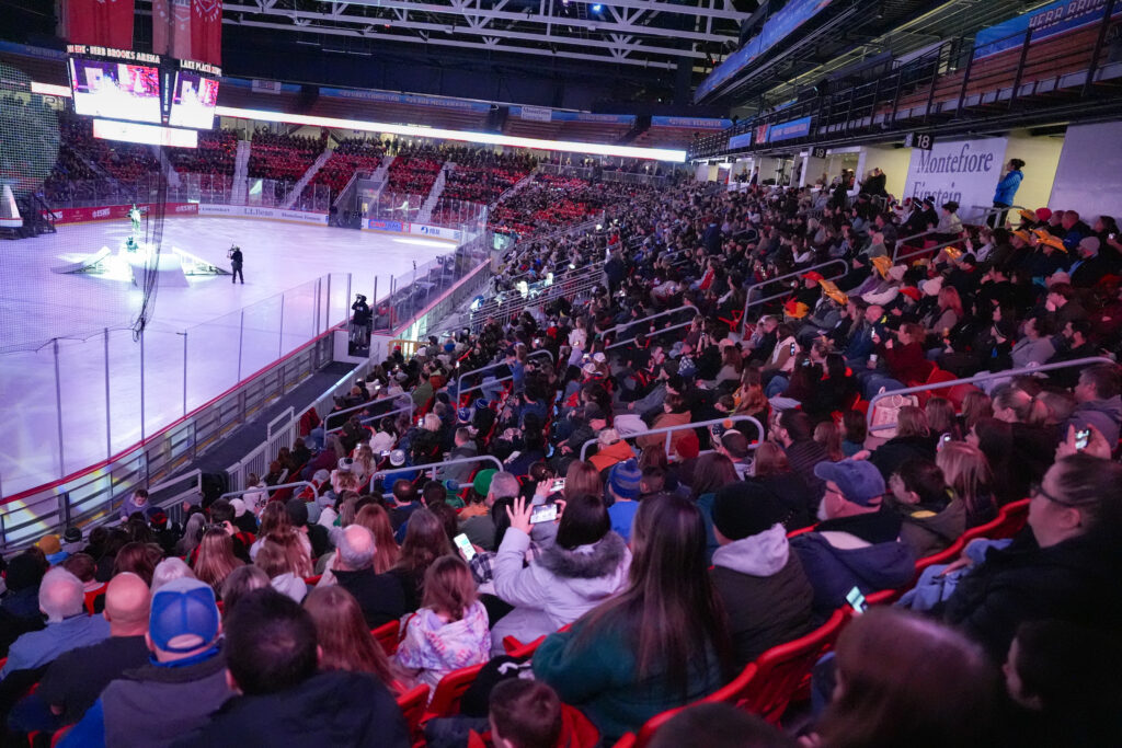 A group of athletes competing in athletic event sports