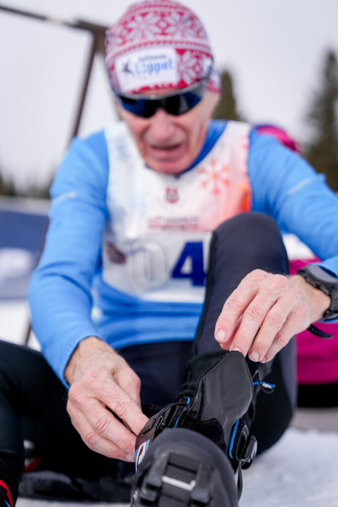 An athlete competing in athletic event sports