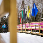 An athlete competing in athletic event sports with helmet outdoors