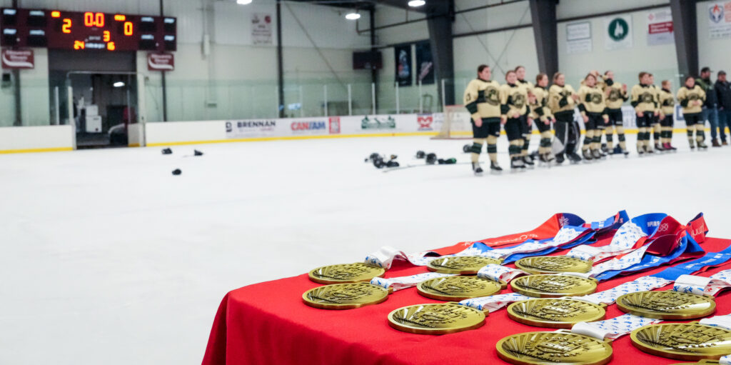 A group of athletes competing in athletic event sports