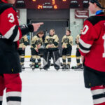 A group of athletes competing in athletic event sports with helmet