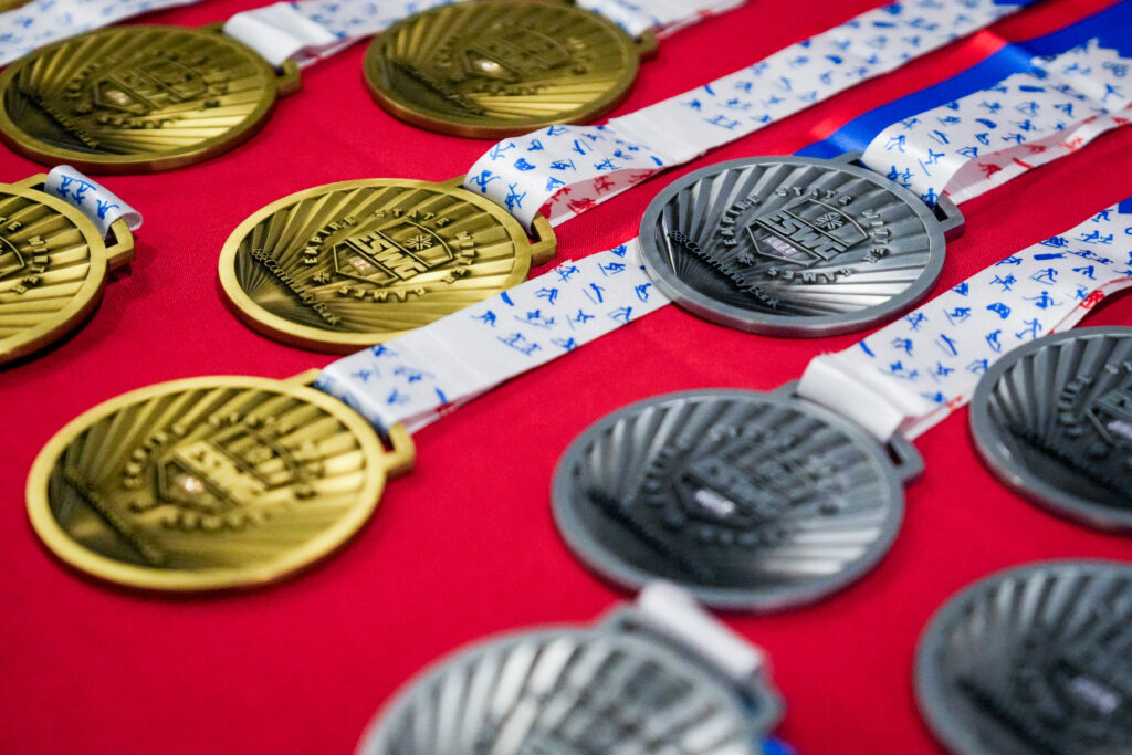 Athletes competing in athletic event sports