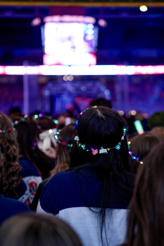 A group of athletes competing in athletic event sports