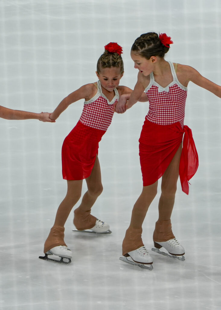 A group of athletes skating on the rink