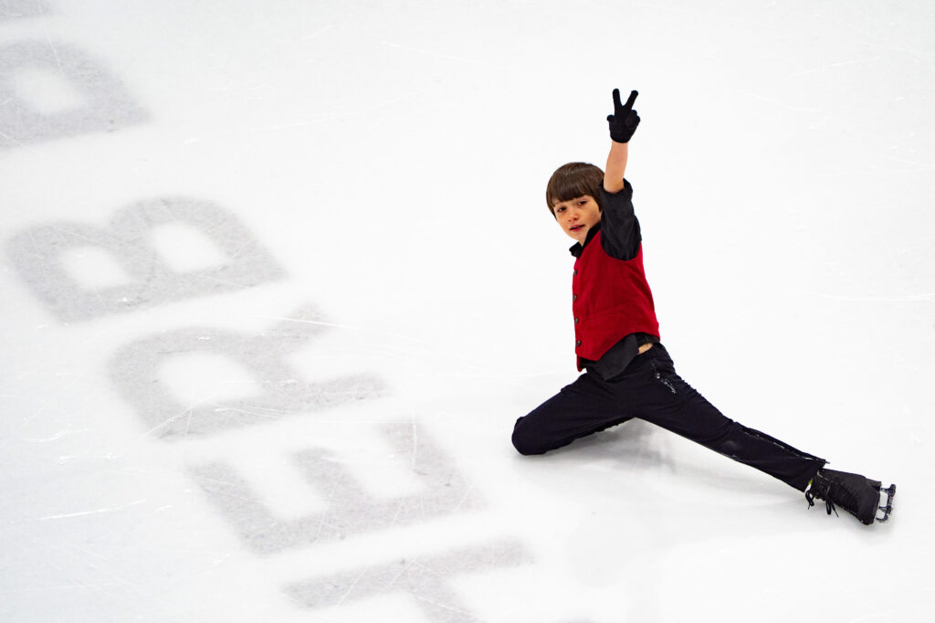 An athlete skating on the rink