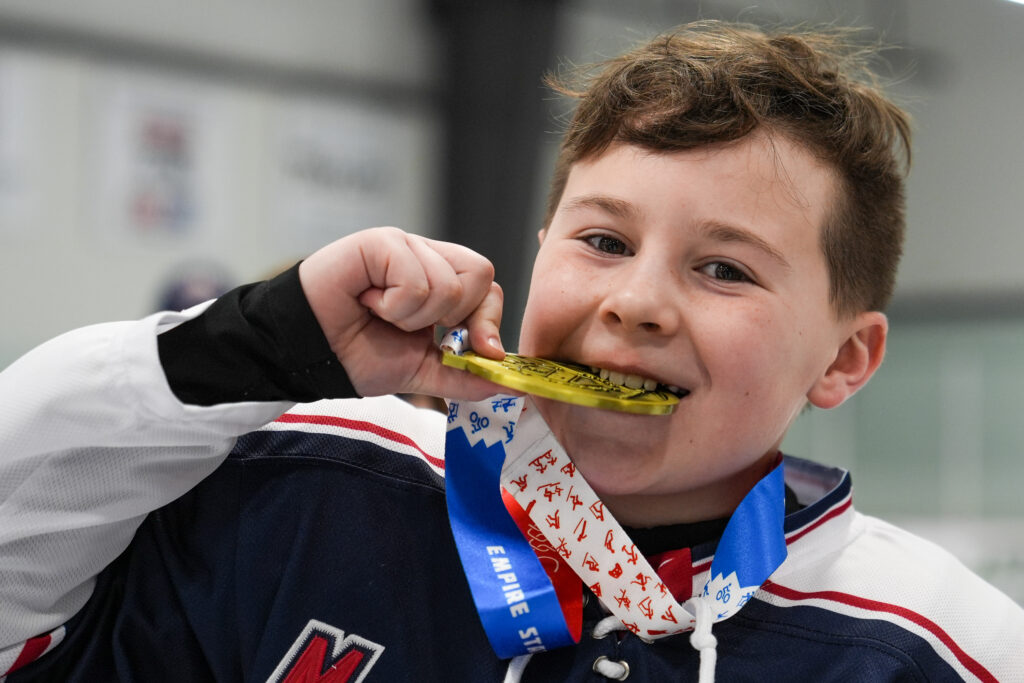 An athlete competing in athletic event sports