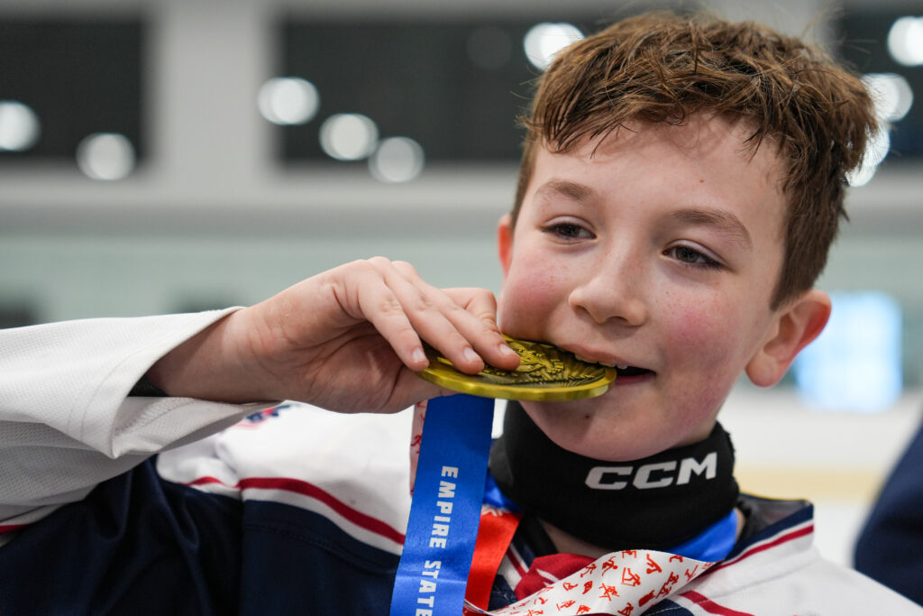 An athlete competing in athletic event sports