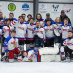 A group of athletes competing in athletic event sports with helmet