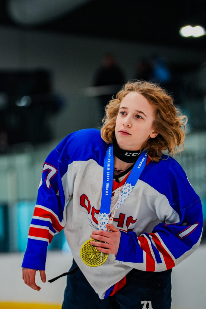 Two athletes competing in athletic event sports