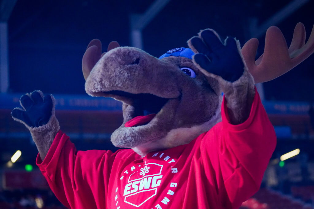 An athlete competing in athletic event sports