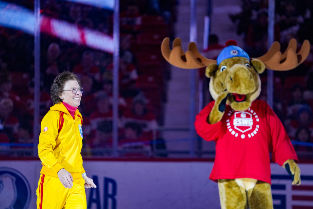 An athlete competing in athletic event sports