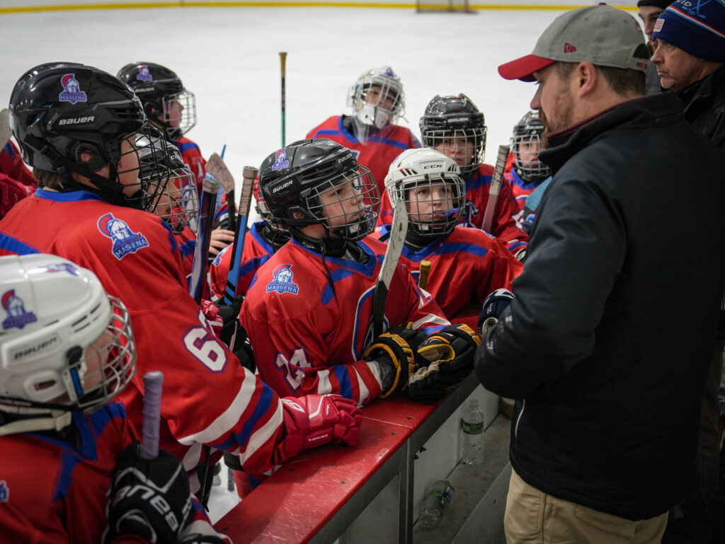A group of athletes competing in athletic event sports with helmet