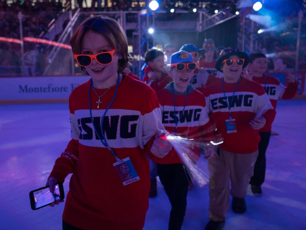 A group of athletes competing in athletic event sports with goggles