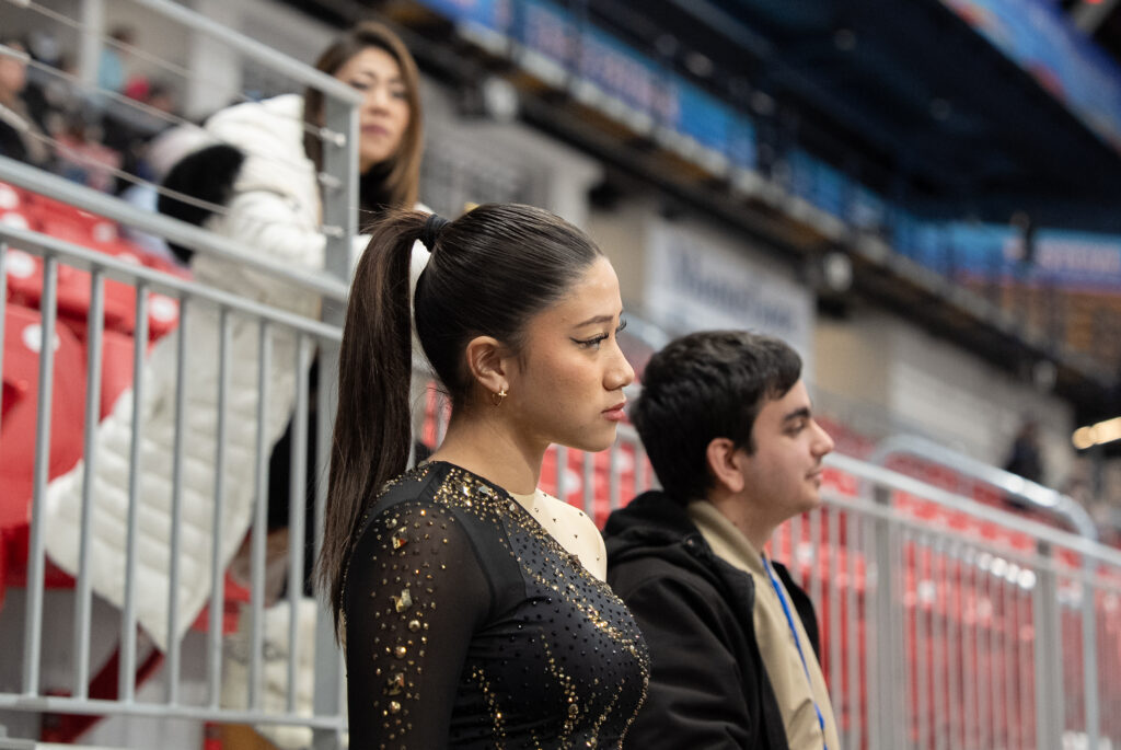 A group of athletes competing in athletic event sports