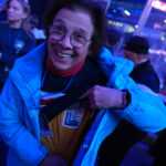 A group of athletes competing in athletic event sports