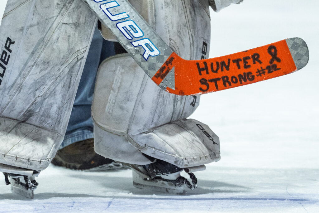 An athlete competing in athletic event sports in the snow