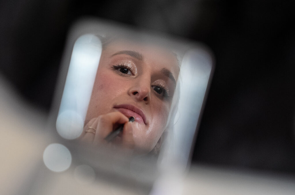 An athlete competing in athletic event sports