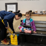 Two athletes competing in athletic event sports