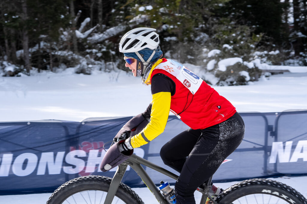 An athlete competing in athletic event sports with helmet