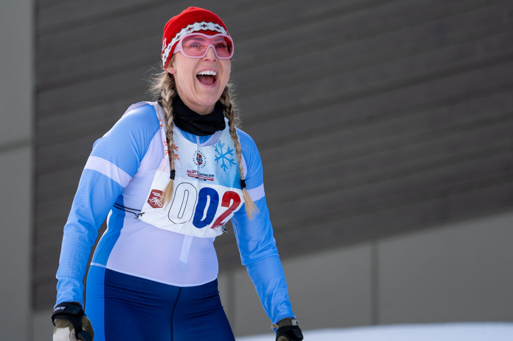 An athlete competing in athletic event sports